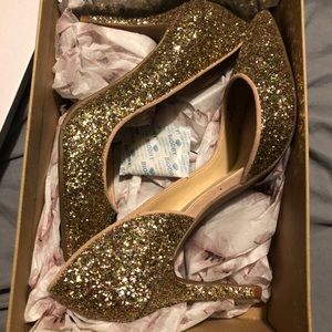 Jessica Simpson gold/nude glitter heels